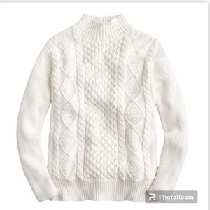 NWT J Crew Swingy cable-knit mockneck sweater size S